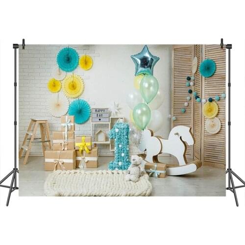 Neoback Happy Birthday Photographic Background Brick Wall Trojan Gift Photo Booth Backgrounds for Photocall Studio Photographic