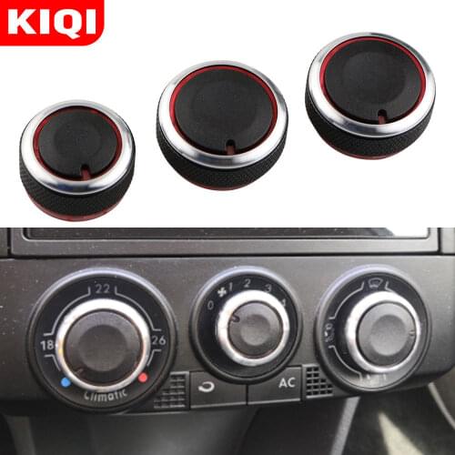 KIQI 3Pcs/Set Switch Knobs Heater Climate Control Buttons Dials Heat Frame Ring Air Con Cover for Volkswagen VW POLO 2004-2013