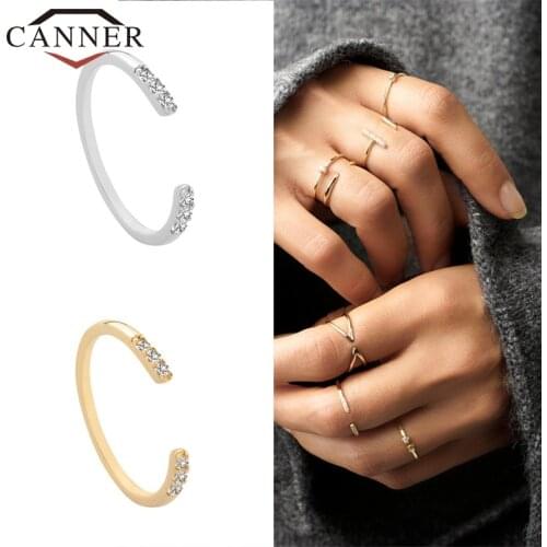 925 Sterling Silver Adjustable Rings for Women Crystal Zircon Female Finger Gold Silver Color Opening Rings Ladies Fine Jewelry