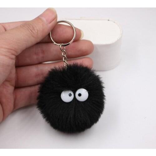 Creative Gift Car Metal Keychain Rabbit Hair Bulb Pendant Women Handbags Key Ring Keychain Charms For Auto Accessories