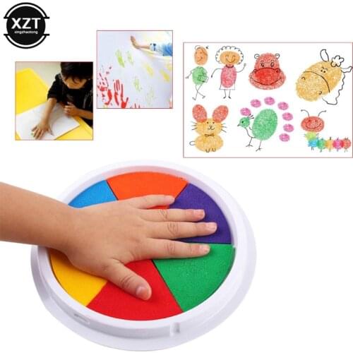 Funny Round InkPad Stamp DIY Finger Painting Craft Cardmaking for Kids Montessori Drawing Baby Interactive Toys for 0-12 months
