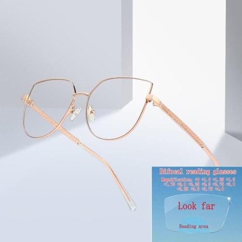 MINCL Fashion Women Bifocal Reading Glasses Outdoor Sun Photochromic Lens Metal Frame Transition Multifocal Presbyopia NX