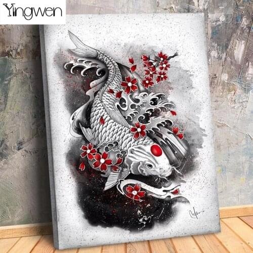 Full Square/Round Drill 5D DIY Diamond Painting Japanese Carp Koi Diamond Embroidery Mosaic Cross Stitch Kits 5D Home Decor Gift