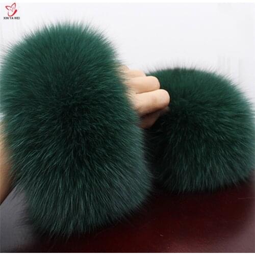 One Pair Winter Warm Hairy Real Fox Fur Women Clothing Accessories Fox Fur fashion wrist Free Delivery L#136