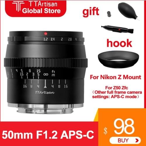 Original TTArtisan 50mm F1.2 MF Large Aperture Lens For Nikon Zfc Z50 Camera APS-C Camera Lens for Nikon Z Mount Camera
