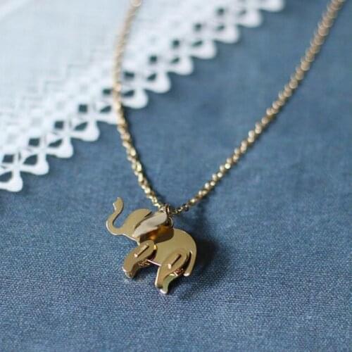 Elephant Pendant Necklace Rose Gold Titanium Steel Jewelry Woman Christmas Gift Hypoallergenic Never Fade Drop Shipping