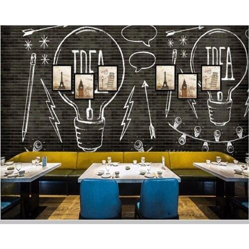 Papel de parede black brick wall club bar coffee shop 3d wallpaper living room TV sofa wall bedroom restaurant mural