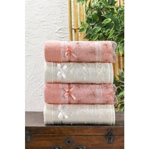 Hand Face Towel Set 100% Cotton Guipure 4 pcs 50x90 cm Gift Sets English Cotton Production Quality