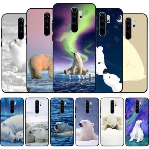 Lovely White Polar Bear black Silicone Phone Case For Redmi note 9 8 7 Pro S 8T 7A Cover