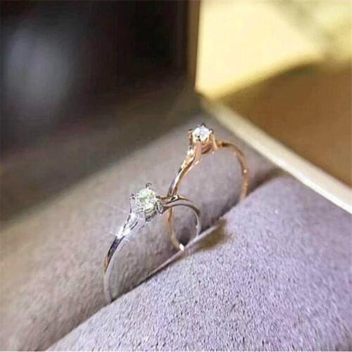 Simple Fashion Couple Zircon Ring Wild 925 Silver Jewelry Engagement Bridal Ring Small and Elegant Lady Jewelry