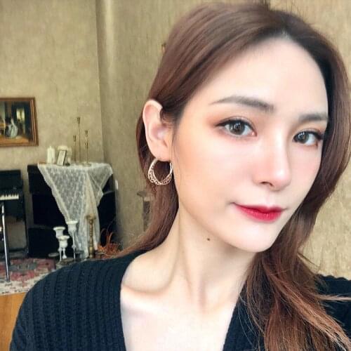 Simple Silver Needles Spiral Ladder Hollow Circle Golden Silver Plated Women Dangle Earrings & Drop Earrings