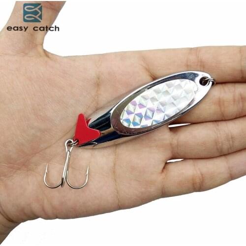 Easy Catch 10pcs 40g Hard Metal Spoon Fishing Lures Saltwater Fishing China Silver Jig Trout Spinner Bait Fishing Blade Wobblers