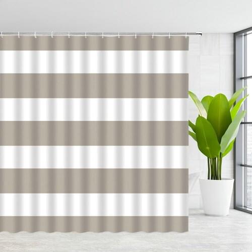 FILMILIL Shower curtains of Textile Geometric Stripes Two-color Simple and Fashion Pattern Bathroom Decor Polyester Curtain