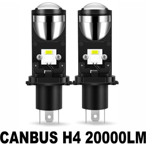 Plug&play H4 LED Mini Projector Lens 50W 18000lm Car Headlight Hi-low Beam Motorcycle Auto Scooter Light White 6000K 12/24V