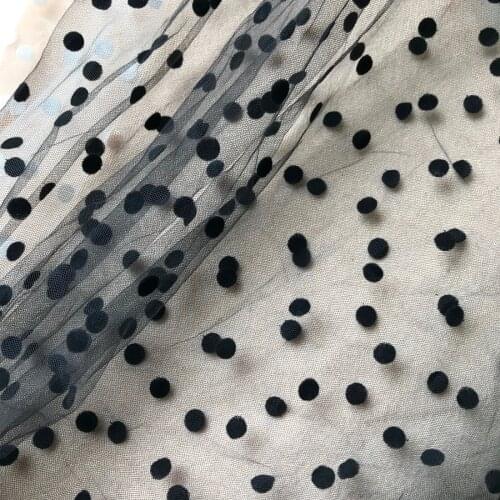 Retro Style Black Polka Dot Print Tulle Lace Fabric African Veil Soft Mesh Tulle Net For Wedding Dress/Tutu Blouse