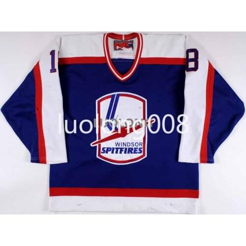 Custom Vintage 2000-01 Jason Spezza Windsor Spitfires Hockey Jersey Embroidery Stitched Customize any number and name Jerseys