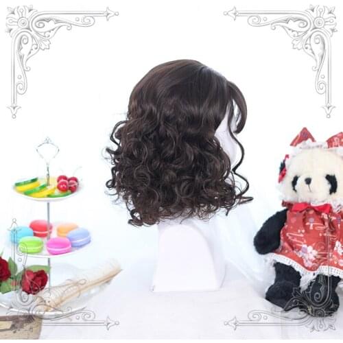 High Quality Multicolor Lolita Brownish Red And Pink And Brown Black Retro Mid-Length Little Curly Hair Female Wig Cosplay Party