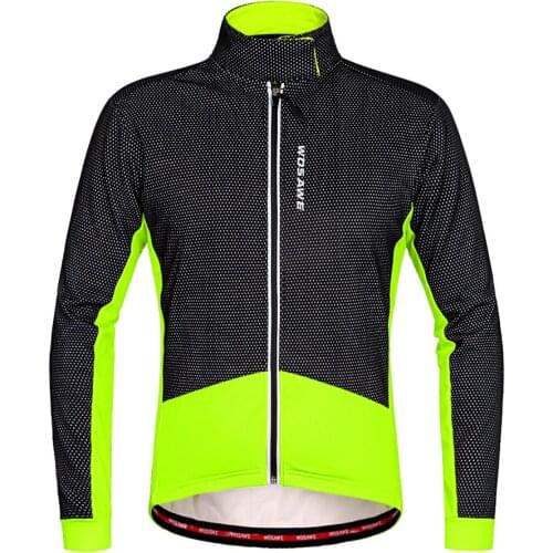 WOSAWE Winter Thermal Fleece Windproof Long Sleeve Cycling Jersey Clothing Wear Reflective Cycling Jackets