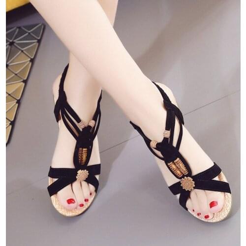 2019 new version summer platform sandals beach women flat-soled casual cloth shoes slope large size sandals womens shoes