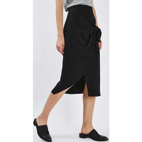 RockGeorge Irregular High Waist Pencil Skirts Womens Knee-Length Bow Summer Skirt Female saias na altura do joelho faldas mujer