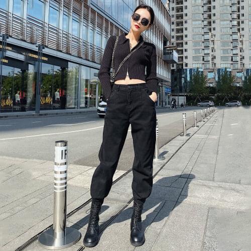 Women Pants Large Size Womens High Waist Loose Cargo Harem Jeans Women Pantalones De Mujer