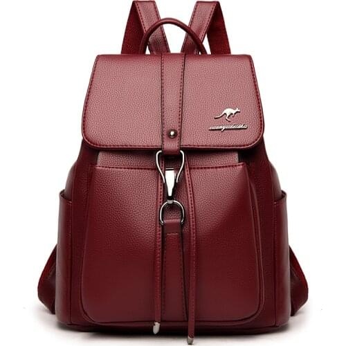 Women Leather Backpacks Femme Rucksacks for Girls Preppy School Bag Travel Ladies Bagpack Female Casual Backpack Sac A Dos New