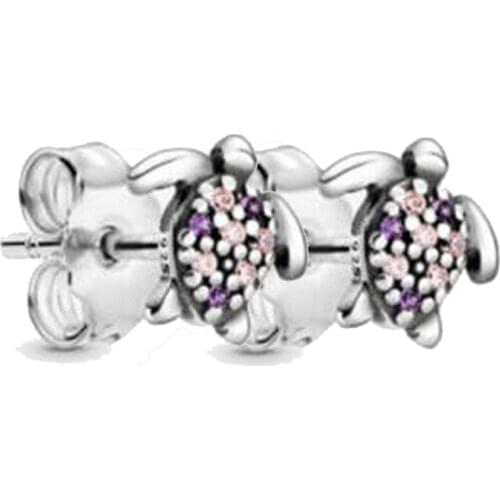 Original Me Collection My Sea Turtle Stud Earrings With Crystal For Women 925 Sterling Silver Earring Gift DIY Europe Jewelry