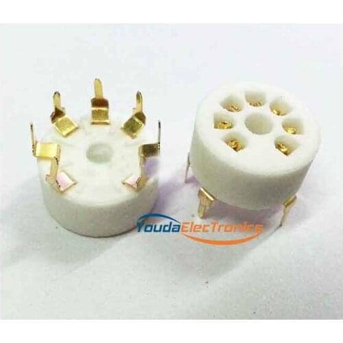 10PCs Gold plated Ceramic 7pin Vacuum tube socket GZC7-Y-B-G for 6J1 6J4 6J5 6A2 6K4 6X4