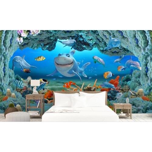 2019 3D wallpaper roll size dolphin wall photo wallpaper For living room bedroom kids room wallpaper mural 3d