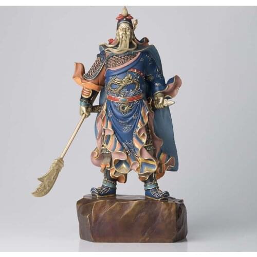 2021 HOME shop Entrance hall Geomantic omen statue God of wealth LUCK patron saint GUAN GONG FENG SHUI color copper ART statue