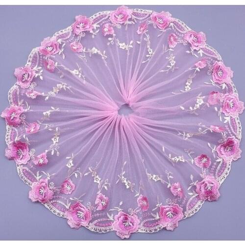 30Yards Lace Trim Purple Pink Ribbon DIY Applique Embroidery Flower Collar Sew Costume for Doll Material
