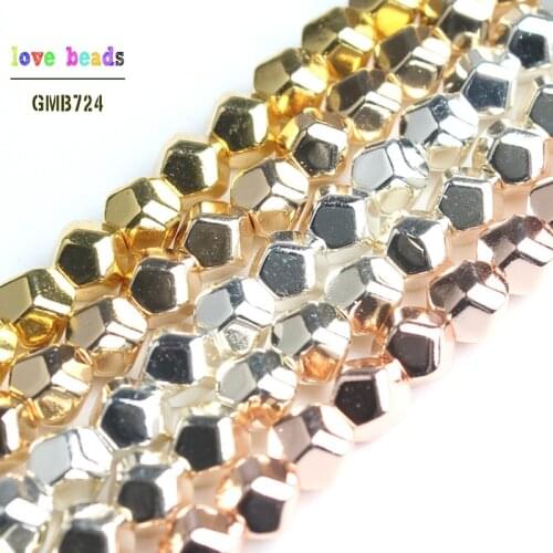4mm Natural Rose Gold Silver Color Faceted Hematite Stone Loose Round Beads for Jewelry Making DIY Bracelet 15'' Strand