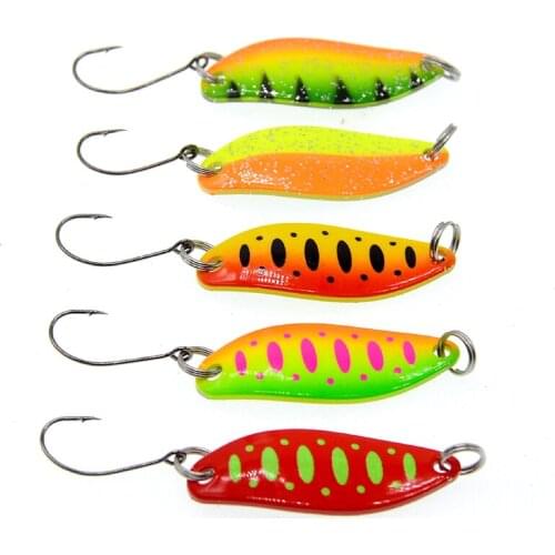 5Pcs Spoon 3.5g Single Hook Multicolor Metal Spoon stream Fishing Lures Trout