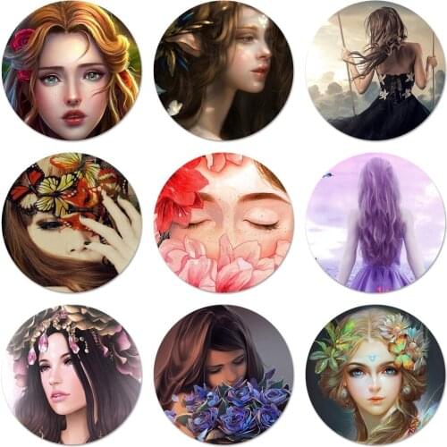 Abstract Flowers Girl Hair Badge Brooch Pin Accessories For Clothes Backpack Decoration gift 58mm