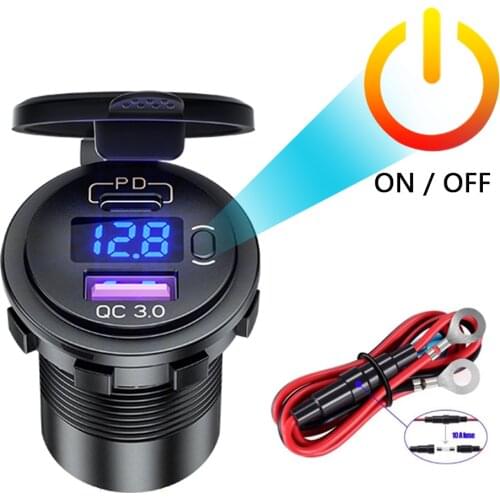 Escondite Secreto Portable Car Accessories Car Kit Dual USB Phone Charger 3.0 PD Quick Charging Socket Vehicles Adapter