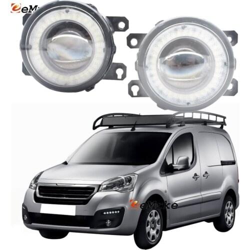 2x Car Projection Lens LED Fog Lights Angel Eye DRL Daytime Running Light Lamp for Peugeot Partner Tepee 2016 2017 2018