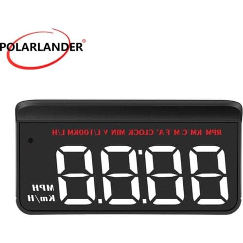 Car Head Up Display Automatically Adjust Brightness Alarm Function Speed RPM Fuel Consumption Water Temperature Voltage M5 Black