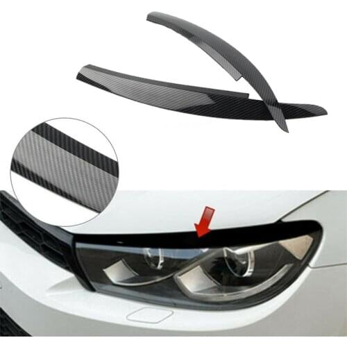 Car Carbon Fiber Head Light Lamp Eyebrow Eyelid Cover Trim Headlight Eyelids Stickers For VW Volkswagen Scirocco 2008~2017