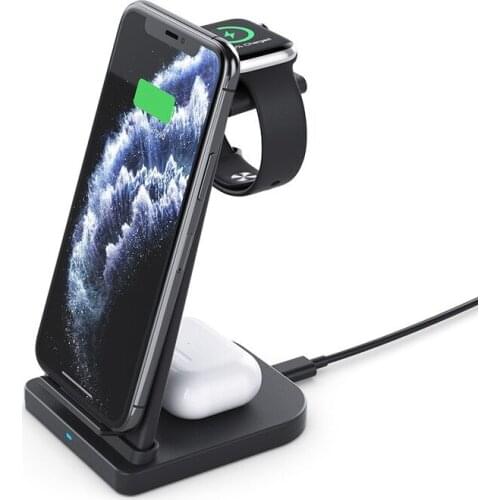 15W 3 In 1 Wireless Fast Charger Stand Dock Station for IPhone 11 Pro XS XR X 8 Airpods Pro for IWatch 6 5 4 3 Magnetic Charger