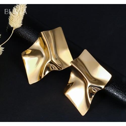 BLINLA Vintage Geometric Big Gold Drop Earrings for Women 2019 Hot Female Statement Metal Hanging Dangle Earring modern Jewelry