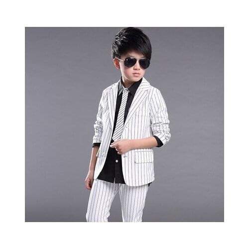 2019 Brand Boys Solid Wedding Suit England Style Gentle Boys Formal Suit Children Clothing Sets black and white suit 2pcs