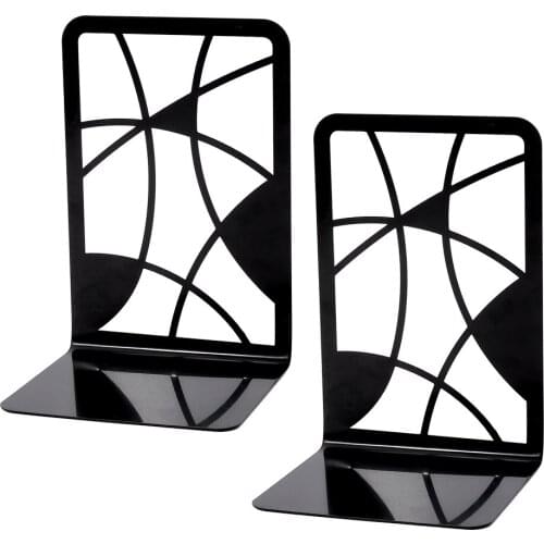 Black Metal Non-Slip Bookend Bracket Heavy Book End Office Book Stopper