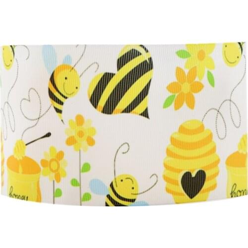 Bee Flower Grosgrain Ribbon Fabric Bow-knot DIY Wrapping/Party/Art Sewing Crafts Home Packing Gift,5Yc16547