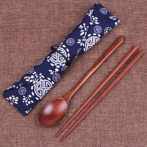 Wooden Chopsticks Spoon Set Japanese Outdoor Travel High Quality Gift