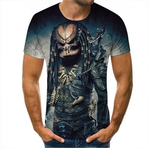 Summer Top Mans T-shirt Hot Science Fiction Thriller Predator 3D Print Cool Casual Short Sleeve Breathable Oversized Tshirt