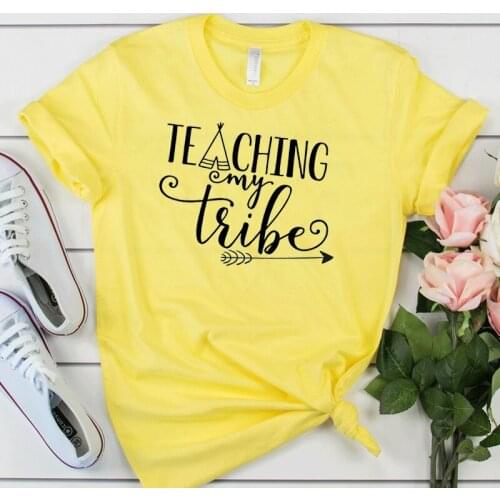 Letter Print Casual Tees Cotton Short Women Dropship Harajuku Kawaii Tshirts Graphic Tee Teaching My Tribe Summer Woman T-shirt