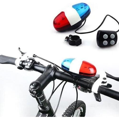 Hot Sale Durable Waterproof Multifunction Cycle Lamp +4 Loud Siren Sound Trumpet Police 6 LED Light Electronic Siren Bike Bell