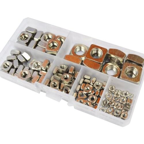 Square Nut Metric Threaded Nuts Fastener 304 Stainless Steel Set Assortment Kit M3 M4 M5 M6 M8 M10