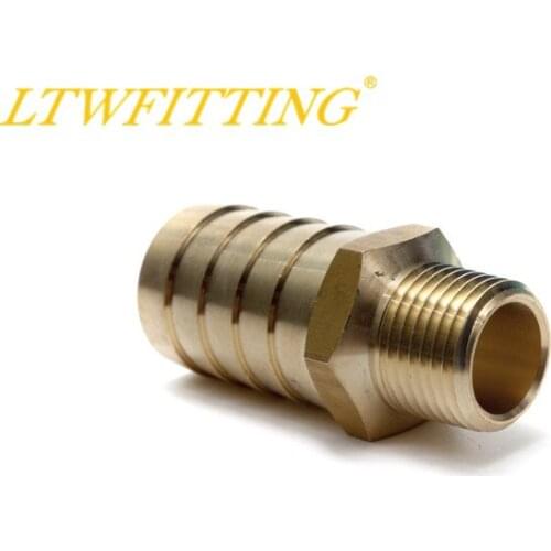 LTWFITTING Brass Fitting Connector 1" Hose Barb x 1/2" NPT Male Fuel Gas