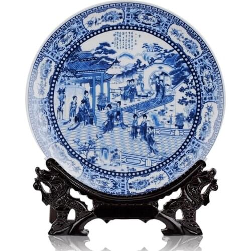 BEST business birthday present - vintage handicraft Twelve Ladies of Jinling blue and white porcelain plate Decor art